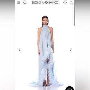 Madeline Halter Neck Dress - Bronx and Banco - Light Blue Feather Dress